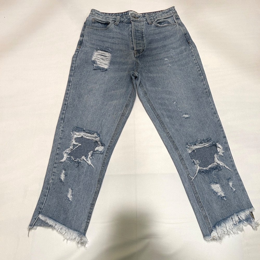 Toast Jeans Women's Distressed Ankle Jeans Size 5 (UK) Button Fly Raw Hem